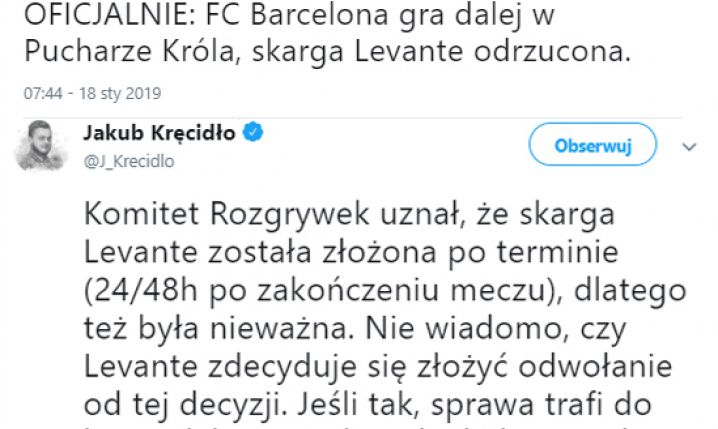 Skarga Levante na Barcelonę została odrzucona!